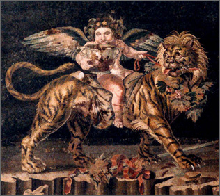 Dioniso bambino su una tigre/leone, II sec. d.C. (Napoli, Museo archeologico nazionale)