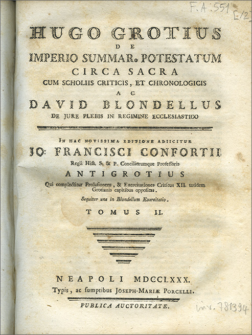 frontespizio del secondo volume