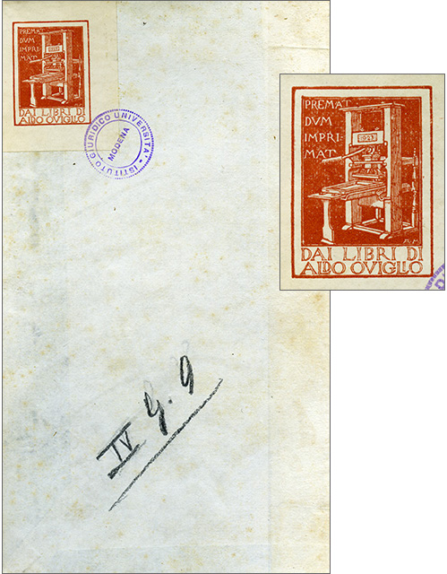 contropiatto ant. con exlibris di Aldo Oviglio