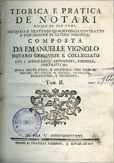 frontespizio del secondo volume