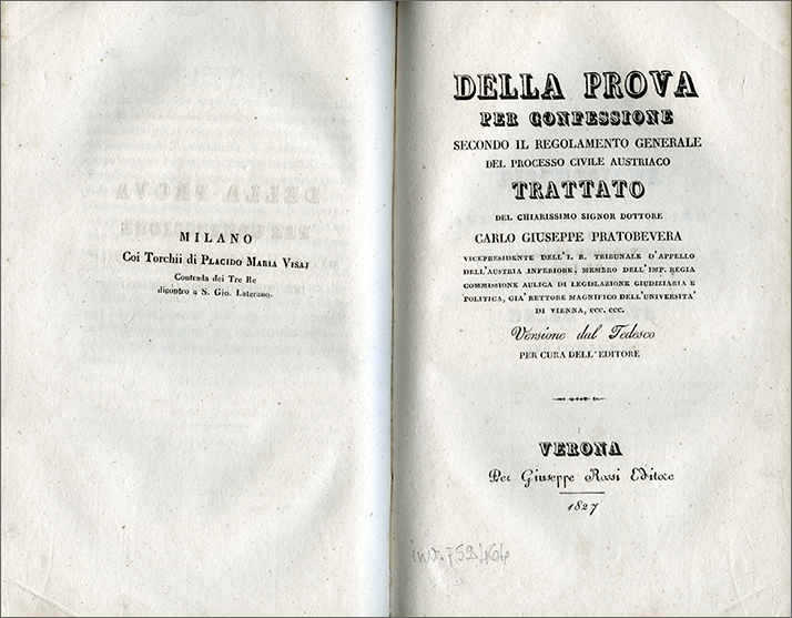 frontespizio e verso precedente con indicazione di stampa frontespizio e verso precedente con indicazione di stampa
