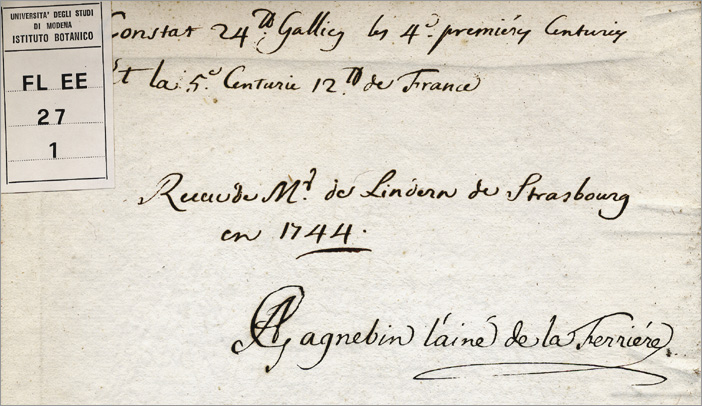 nota ms. di Abraham Gagnebin de la Ferrière