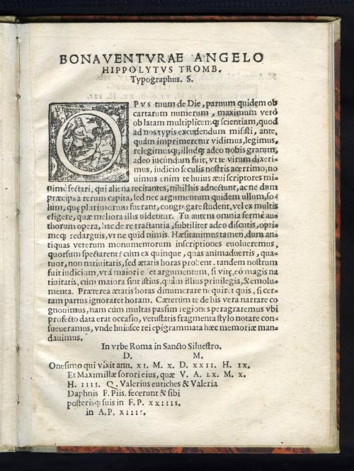 c. A3r: Bonauenturae Angelo Hippolytus Tromb. typographus. S.